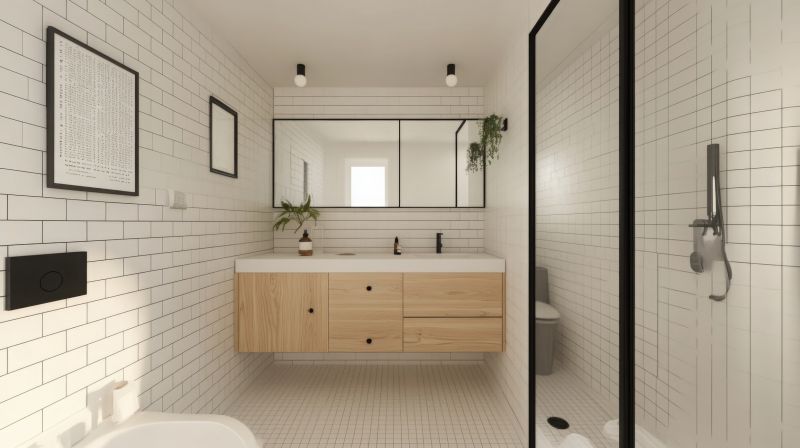 Bathroom with floating vanity and lighting